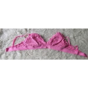 Aerie bright pink lace wireless padded bralette size small